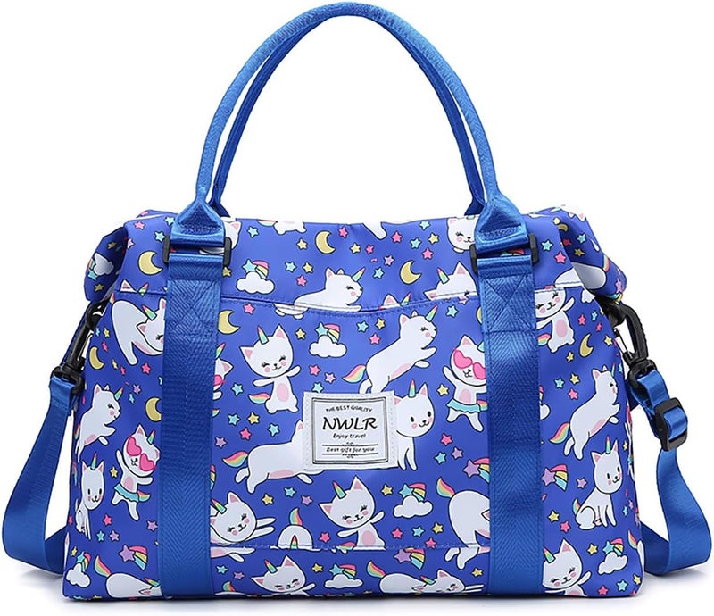 NWLR Travel Duffle Bag Weekender Overnight Bag Gym Tote with Dry and Wet Separated Pocket for Women Girls Shoulder Workout Duffel Bag Water Resistant (Rainbow Cats) - Image 1